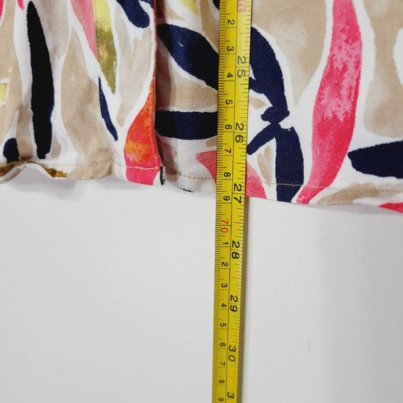 Nic+Zoe Long Sleeve Blouse Shirt Top Multicolor Leaf Print Notch Neck Stretch M - Picture 6 of 10